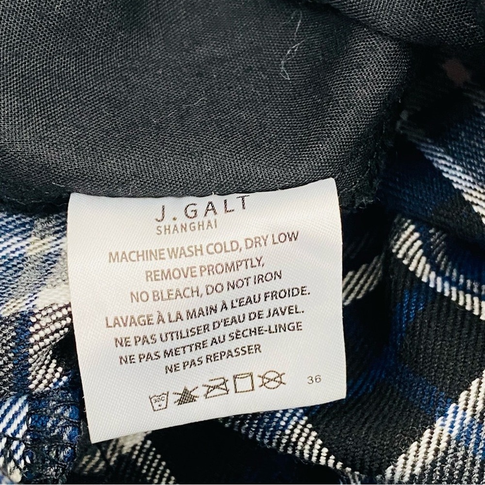 Brandy Melville Blue Black Plaid Pants High Waisted Wide Leg John Galt Academia‎ - Picture 10 of 10